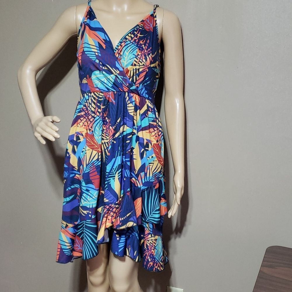 Artistic multicolor cotton spandex  dress, sz S